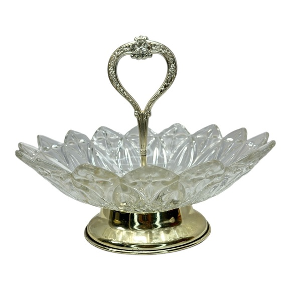 Federal Glass Vintage Footed Pedestal Serving/Trinket Dish Floral Design - Picture 5 of 8